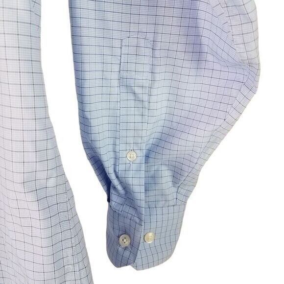 PRONTO UOMO Mens Blue Checkered Dress Shirt Size Medium Cotton Non Iron - Picture 4 of 7